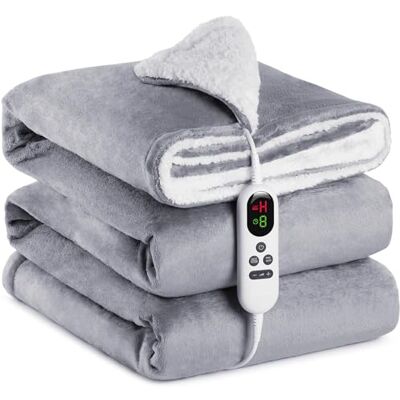 Mia&Coco Couverture chauffante avec arrêt automatique, 130 x 160 cm, 10 niveaux de chauffage, minuterie d'arrêt automatique jusqu'à 9 heures, protection contre la surchauffe, couverture chauffante électrique Mia&Coco Couverture chauffante avec arrêt automatique, 130 x 160 cm, 10 niveaux de chauffage, minuterie d'arrêt automatique jusqu'à 9 heures, protection contre la surchauffe, couverture chauffante électrique