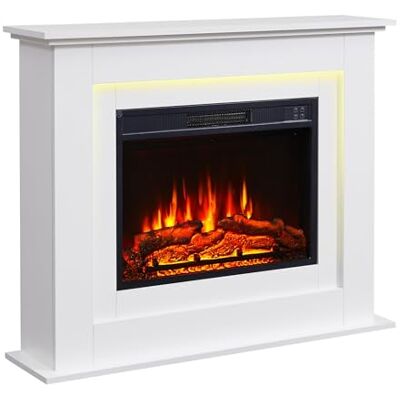 BALDERIA Finn Cheminée électrique sur pied avec chauffage, 2 000 W, effet flamme 3D réaliste, éclairage d'ambiance, télécommande, minuterie, thermostat, blanc BALDERIA Finn Cheminée électrique sur pied avec chauffage, 2 000 W, effet flamme 3D réaliste, éclairage d'ambiance, télécommande, minuterie, thermostat, blanc