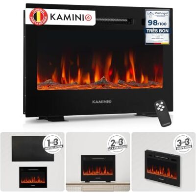 KAMINIO Marlon Cheminée électrique 3 en 1 avec chauffage, effet de flamme 3D, 12 couleurs de flamme, télécommande (61 cm) KAMINIO Marlon Cheminée électrique 3 en 1 avec chauffage, effet de flamme 3D, 12 couleurs de flamme, télécommande (61 cm)