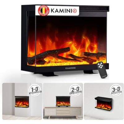 KAMINIO Cheminée électrique LEA 3 en 1 avec vue panoramique, chauffage, effet de flammes 3D, 12 couleurs de flammes, télécommande (76 cm) KAMINIO Cheminée électrique LEA 3 en 1 avec vue panoramique, chauffage, effet de flammes 3D, 12 couleurs de flammes, télécommande (76 cm)