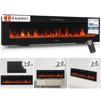 KAMINIO Marlon Cheminée électrique 3 en 1 avec chauffage, effet flamme 3D, 12 couleurs de flamme, télécommande (177,8 cm) KAMINIO Marlon Cheminée électrique 3 en 1 avec chauffage, effet flamme 3D, 12 couleurs de flamme, télécommande (177,8 cm)