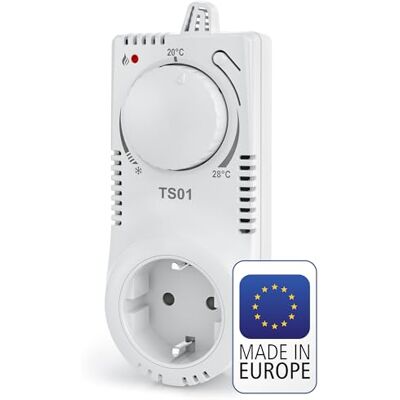 Elektrobock Thermostat TS01 Facile à utiliser avec abaissement automatique de la nuit Un bouton pour activer Pour chauffage électrique : chauffage infrarouge, radiateur soufflant et radiateur de Elektrobock Thermostat TS01 Facile à utiliser avec abaissement automatique de la nuit Un bouton pour activer Pour chauffage électrique : chauffage infrarouge, radiateur soufflant et radiateur de