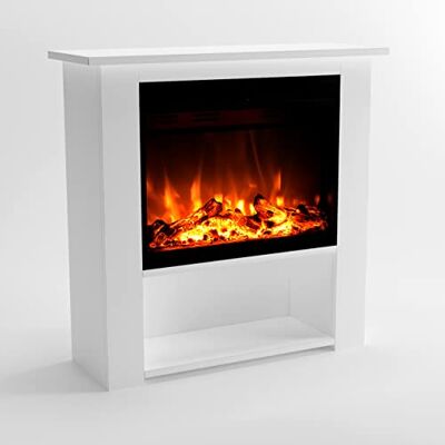 GLOW FIRE THEBE Poêle à cheminée Cheminée électrique avec chauffage, feu de cheminée, feu LED 3 couleurs, ventilateur, déco bois, télécommande, 86x85x30 cm, Blanc GLOW FIRE THEBE Poêle à cheminée Cheminée électrique avec chauffage, feu de cheminée, feu LED 3 couleurs, ventilateur, déco bois, télécommande, 86x85x30 cm, Blanc