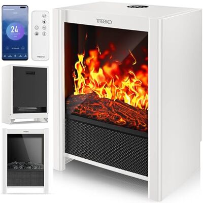 TRESKO ® Cheminée électrique 2000W, maison intelligente WiFi app & télécommande Poêle à effet flamme LED & écran LCD Foyer avec thermostat réglable Chauffage soufflant avec minuterie TRESKO ® Cheminée électrique 2000W, maison intelligente WiFi app & télécommande Poêle à effet flamme LED & écran LCD Foyer avec thermostat réglable Chauffage soufflant avec minuterie