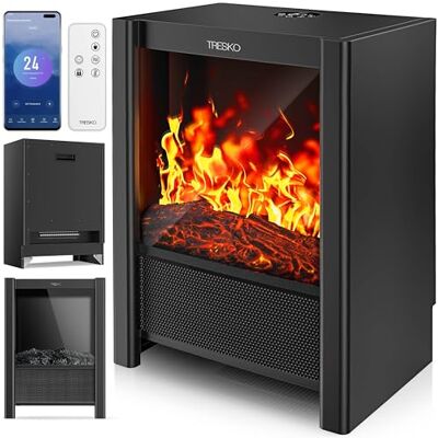 TRESKO ® Cheminée électrique 2000W, maison intelligente WiFi app & télécommande Poêle à effet flamme LED & écran LCD Foyer avec thermostat réglable Chauffage soufflant avec minuterie TRESKO ® Cheminée électrique 2000W, maison intelligente WiFi app & télécommande Poêle à effet flamme LED & écran LCD Foyer avec thermostat réglable Chauffage soufflant avec minuterie