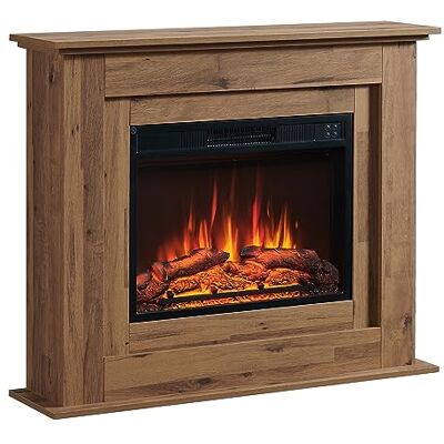 BALDERIA Finn Cheminée électrique sur pied avec effet flamme 3D, chauffage électrique 2 000 W, avec télécommande, commande de démarrage adaptative, minuterie et thermostat, chêne foncé BALDERIA Finn Cheminée électrique sur pied avec effet flamme 3D, chauffage électrique 2 000 W, avec télécommande, commande de démarrage adaptative, minuterie et thermostat, chêne foncé