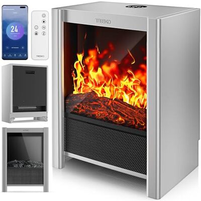 TRESKO ® Cheminée électrique 2000W, maison intelligente WiFi app & télécommande Poêle à effet flamme LED & écran LCD Foyer avec thermostat réglable Chauffage soufflant avec minuterie TRESKO ® Cheminée électrique 2000W, maison intelligente WiFi app & télécommande Poêle à effet flamme LED & écran LCD Foyer avec thermostat réglable Chauffage soufflant avec minuterie