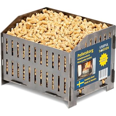 USEFUL SWEDEN Panier brûleur à granules Brûlez des Pellets de Bois dans un Poêle à Bois ou une Cheminée Ouverte, Acier Suédois, 17,7 x 24,0 x 17,0 cm profondeur x largeur x hauteur, 2kg USEFUL SWEDEN Panier brûleur à granules Brûlez des Pellets de Bois dans un Poêle à Bois ou une Cheminée Ouverte, Acier Suédois, 17,7 x 24,0 x 17,0 cm profondeur x largeur x hauteur, 2kg