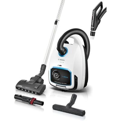 Bosch Aspirateur avec sac, série 6, ProSilence, silencieux, filtre HEPA, tête LED, blanc, BGB6SIL0L Bosch Aspirateur avec sac, série 6, ProSilence, silencieux, filtre HEPA, tête LED, blanc, BGB6SIL0L