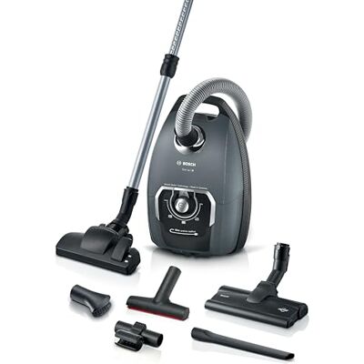 Bosch BGL75X1PRQ Aspirateur avec sac série 8, pour personnes allergiques, filtre hygiénique, garantie moteur 10 J, buse pour sols durs, buse de rembourrage XXL, suceur plat XXL, câble long, fabriqué Bosch BGL75X1PRQ Aspirateur avec sac série 8, pour personnes allergiques, filtre hygiénique, garantie moteur 10 J, buse pour sols durs, buse de rembourrage XXL, suceur plat XXL, câble long, fabriqué