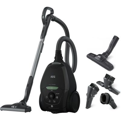 AEG Aspirateur Avec Sac, VX82-1, Régulation Automatique De L'Aspiration, Adapté À Tous Les Types De Sols, 12 m, Système De Filtration HEPA, 57 dB, Aspirateur À Main, 4 Accessoires Inclus, Noir AEG Aspirateur Avec Sac, VX82-1, Régulation Automatique De L'Aspiration, Adapté À Tous Les Types De Sols, 12 m, Système De Filtration HEPA, 57 dB, Aspirateur À Main, 4 Accessoires Inclus, Noir