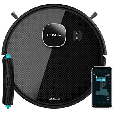 Cecotec Robot Aspirateur et Friegasol Conga Eternal Pet Vital. 110 min d'autonomie, Puissance 3000 Pa, Aspiration maximale de 2500 Pa, 3 niveaux, Brosse en silicone, 10 modes, App Cecotec Robot Aspirateur et Friegasol Conga Eternal Pet Vital. 110 min d'autonomie, Puissance 3000 Pa, Aspiration maximale de 2500 Pa, 3 niveaux, Brosse en silicone, 10 modes, App
