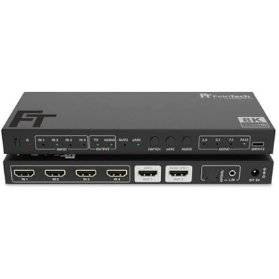 FeinTech SW411 Commutateur HDMI 2.1 4 en 1 sortie avec extracteur audio pour systèmes audio avec entrée HDMI, Toslink et AUX, prend en charge 4K 120Hz & 8K FeinTech SW411 Commutateur HDMI 2.1 4 en 1 sortie avec extracteur audio pour systèmes audio avec entrée HDMI, Toslink et AUX, prend en charge 4K 120Hz & 8K