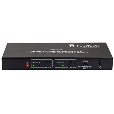 FeinTech VMS02201 Commutateur matrice HDMI 2.0 - 2x2, Extracteur audio FeinTech VMS02201 Commutateur matrice HDMI 2.0 - 2x2, Extracteur audio