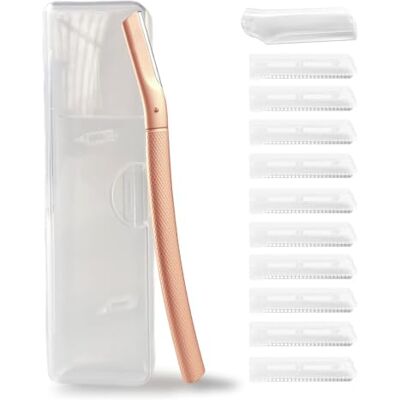 Ruimooto Rasoir à sourcils avec 10 lames inoxydables, épilateur pour le visage en métal de qualité supérieure, tondeuse à sourcils pour femme Ruimooto Rasoir à sourcils avec 10 lames inoxydables, épilateur pour le visage en métal de qualité supérieure, tondeuse à sourcils pour femme