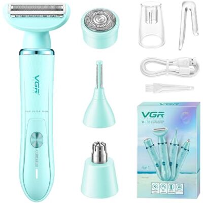 VGR 761 Rasoir Electrique Femme 4 En 1 Sans Fil Pour Visage Corps Maillot VGR 761 Rasoir Electrique Femme 4 En 1 Sans Fil Pour Visage Corps Maillot