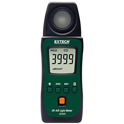EXTECH UV505 Mesureur Lumière UV-AB de Poche, UVA et UVB Mesure intensité UVA et UVB, capteur 290-390nm, maintien pic, min/max, LCD rétroéclairé, format poche EXTECH UV505 Mesureur Lumière UV-AB de Poche, UVA et UVB Mesure intensité UVA et UVB, capteur 290-390nm, maintien pic, min/max, LCD rétroéclairé, format poche