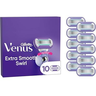 Gillette Extra Smooth Swirl Lot de 10 lames de rechange pour rasoir pour femme pour un rasage lisse Gillette Extra Smooth Swirl Lot de 10 lames de rechange pour rasoir pour femme pour un rasage lisse