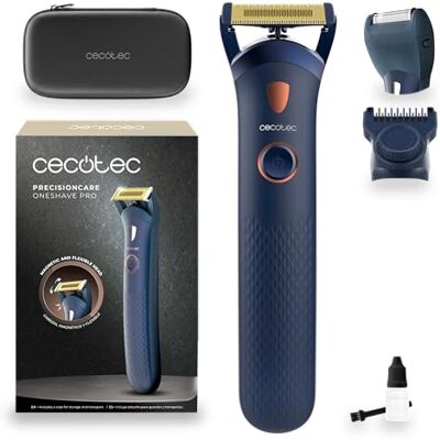 Cecotec PrecisionCare OneShave Pro Tondeuse à barbe avec lames en titane, tête flexible avec système magnétique, lumière LED, IPX7, peigne réglable de 0,5 à 8 mm + tête en aluminium, poignée en Cecotec PrecisionCare OneShave Pro Tondeuse à barbe avec lames en titane, tête flexible avec système magnétique, lumière LED, IPX7, peigne réglable de 0,5 à 8 mm + tête en aluminium, poignée en