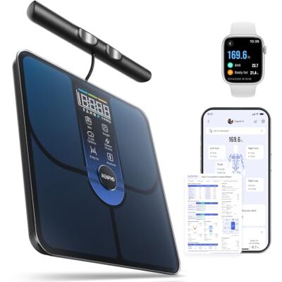 RENPHO MorphoScan Lite, Balance Impédancemètre 8 Électrodes avec Poignée Balance connectée 8 électrodes BIA, plus de 50 données, profils automatiques, écran 7 jours, Bluetooth, 180 kg RENPHO MorphoScan Lite, Balance Impédancemètre 8 Électrodes avec Poignée Balance connectée 8 électrodes BIA, plus de 50 données, profils automatiques, écran 7 jours, Bluetooth, 180 kg