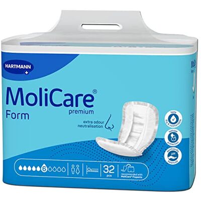 Molicare Premium Form 6 gouttes, pour incontinence modérée : sécurité maximale, protection antifuites et discrétion optimales pour femmes et hommes, 4x32 pièces Molicare Premium Form 6 gouttes, pour incontinence modérée : sécurité maximale, protection antifuites et discrétion optimales pour femmes et hommes, 4x32 pièces