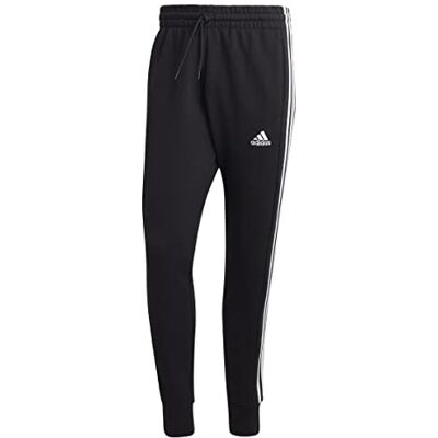 adidas Homme Essentials French Terry Tapered Cuff 3-Stripes Pants, Black/White, XL Short adidas Homme Essentials French Terry Tapered Cuff 3-Stripes Pants, Black/White, XL Short