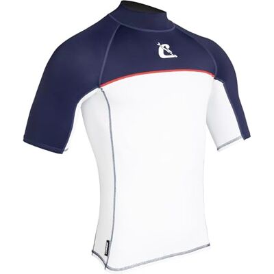CRESSI Shield Man Rash Guard Short/SL Protective Rash Guard for Sup and Water Sports, White/Blue, 3XL CRESSI Shield Man Rash Guard Short/SL Protective Rash Guard for Sup and Water Sports, White/Blue, 3XL