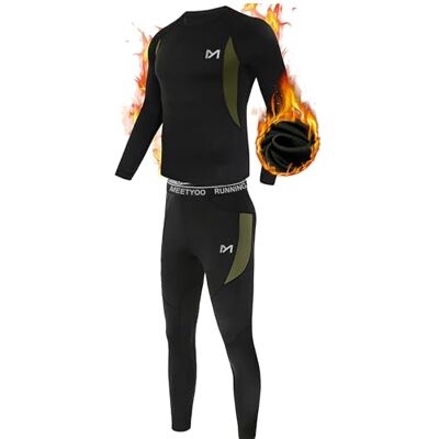 MEETYOO Ensemble de sous-Vêtements Thermiques Homme, Sport Base Layer Maillot Manches Longues Pantalon Quick Dry Sou Vetement pour L'entraînement Ski Running Randonnée, Noir, M MEETYOO Ensemble de sous-Vêtements Thermiques Homme, Sport Base Layer Maillot Manches Longues Pantalon Quick Dry Sou Vetement pour L'entraînement Ski Running Randonnée, Noir, M