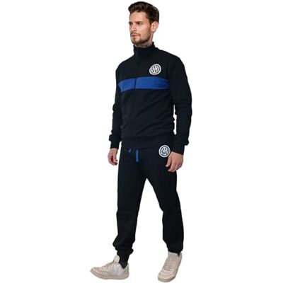 Inter F.C. , Survêtement pour homme et garçon en molleton en molleton, sweat + pantalon, sweat à fermeture éclair, taille XXL, noir bleu, produit officiel Inter F.C. , Survêtement pour homme et garçon en molleton en molleton, sweat + pantalon, sweat à fermeture éclair, taille XXL, noir bleu, produit officiel