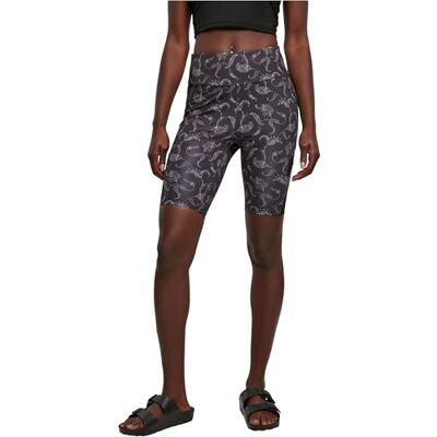 Urban Classics Short de Cyclisme pour Femme-Taille Haute-Maille AOP, Blackpaisley, L Urban Classics Short de Cyclisme pour Femme-Taille Haute-Maille AOP, Blackpaisley, L
