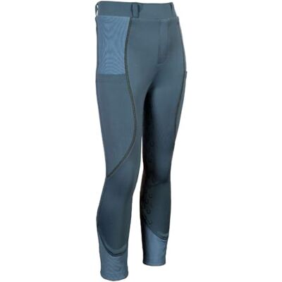 HKM Claire Legging d'équitation en silicone pour fille, bleu fumé, 110/116 HKM Claire Legging d'équitation en silicone pour fille, bleu fumé, 110/116