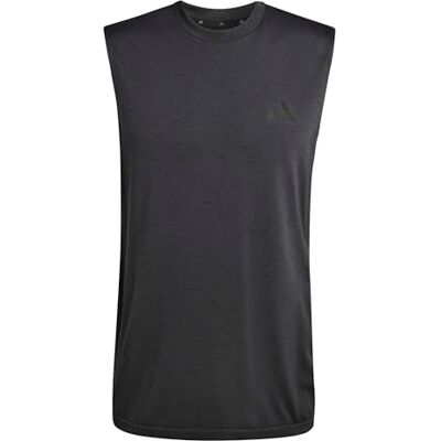 adidas Homme Workout Essentials Seamless Sleeveless T Shirt, black melange, S adidas Homme Workout Essentials Seamless Sleeveless T Shirt, black melange, S