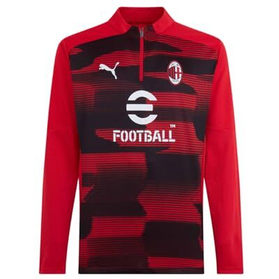 AC Milan Maglia Prematch Con Zip A 1/4 T-shirt Saison 2024/25, adulte unisexe Mixte AC Milan Maglia Prematch Con Zip A 1/4 T-shirt Saison 2024/25, adulte unisexe Mixte
