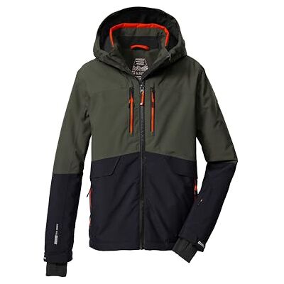 Killtec KSW 201 BYS SKI JCKT 43468-000 Veste de ski fonctionnelle pour garçon avec capuche et jupe pare-neige Vert olive foncé/noir/orange foncé Taille 164 Killtec KSW 201 BYS SKI JCKT 43468-000 Veste de ski fonctionnelle pour garçon avec capuche et jupe pare-neige Vert olive foncé/noir/orange foncé Taille 164