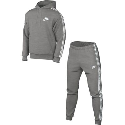NIKE Men's Survêtement M Nk Club Flc Gx Hd Trk Suit, Dk Grey Heather/White, FB7296-063, L NIKE Men's Survêtement M Nk Club Flc Gx Hd Trk Suit, Dk Grey Heather/White, FB7296-063, L