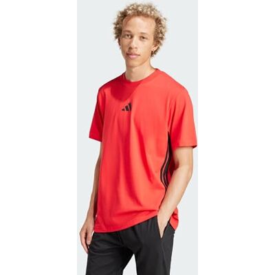 adidas Homme Essential Three Stripes Single Jersey Shirt, pure ruby/black, XS adidas Homme Essential Three Stripes Single Jersey Shirt, pure ruby/black, XS