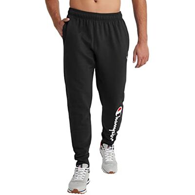 Champion Powerblend Fleece Joggers Pantalon de sport pour homme, Noir – 15 Script Jambes Basses, XXL Champion Powerblend Fleece Joggers Pantalon de sport pour homme, Noir – 15 Script Jambes Basses, XXL