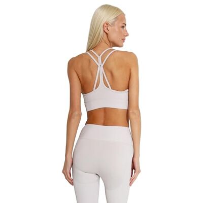 Carlheim Women's active wear Sports Bra Ribbed Panel-Rikke, Beige, Small Carlheim Women's active wear Sports Bra Ribbed Panel-Rikke, Beige, Small