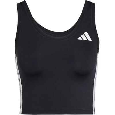 adidas Femme Train Essentials 3-Stripes Cropped Tank Top Shirt, black/white, L adidas Femme Train Essentials 3-Stripes Cropped Tank Top Shirt, black/white, L