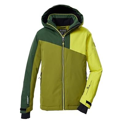 Killtec 43475-000 KSW 192 BYS SKI JCKT Veste de ski fonctionnelle avec capuche et jupe pare-neige pour garçon Kaki/vert forêt foncé/citron vert 164 Killtec 43475-000 KSW 192 BYS SKI JCKT Veste de ski fonctionnelle avec capuche et jupe pare-neige pour garçon Kaki/vert forêt foncé/citron vert 164