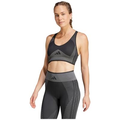 adidas Soutien-gorge de sport Aeroknit Training Light Support pour femme, Noir/gris Six, M adidas Soutien-gorge de sport Aeroknit Training Light Support pour femme, Noir/gris Six, M
