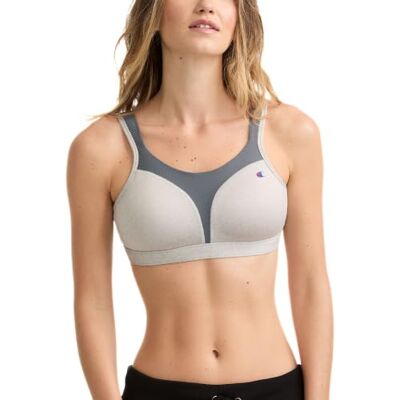 Champion Brassière de sport pour femme, confort ponctuel, soutien maximal, soutien-gorge de sport à fort impact pour femme, Oxford chiné/gris moyen, 42DD Champion Brassière de sport pour femme, confort ponctuel, soutien maximal, soutien-gorge de sport à fort impact pour femme, Oxford chiné/gris moyen, 42DD