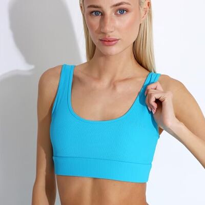 Carlheim Women's active wear Sports Bra Ribbed Classic Helle, Pacific Blue, X-Large Carlheim Women's active wear Sports Bra Ribbed Classic Helle, Pacific Blue, X-Large