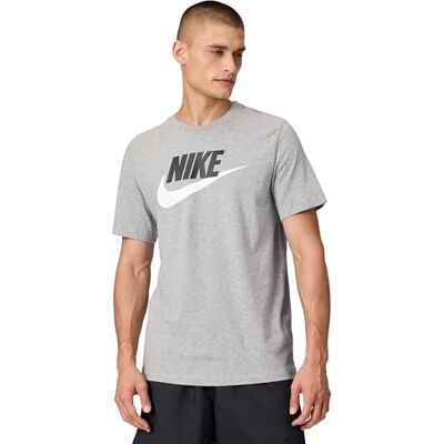 NIKE Men's Short Sleeve T-Shirt M Nsw Tee Icon Futura, Dk Grey Heather/Black/White, AR5004-063, S NIKE Men's Short Sleeve T-Shirt M Nsw Tee Icon Futura, Dk Grey Heather/Black/White, AR5004-063, S