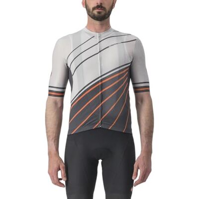 CASTELLI Speed Strada Jersey T-shirt de cyclisme pour homme, Moon Gray/Dark Gray Scarlet Ib, L CASTELLI Speed Strada Jersey T-shirt de cyclisme pour homme, Moon Gray/Dark Gray Scarlet Ib, L