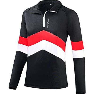 Black Crevice T-shirt fonctionnel zippé pour femme, noir/rouge, taille 38 Black Crevice T-shirt fonctionnel zippé pour femme, noir/rouge, taille 38
