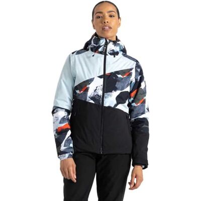 Dare 2b Veste Ice pour femme, Vert lichen abstrait/bleu calme, 44 Dare 2b Veste Ice pour femme, Vert lichen abstrait/bleu calme, 44