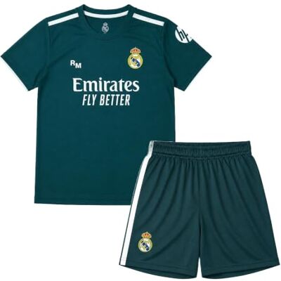 Real Madrid Tenue Extérieur Tenue de Football Enfants Taille 116 à 164 Saison 2026/2027 Maillot et Short Garçons Filles Vert Foncé Real Madrid Tenue Extérieur Tenue de Football Enfants Taille 116 à 164 Saison 2026/2027 Maillot et Short Garçons Filles Vert Foncé