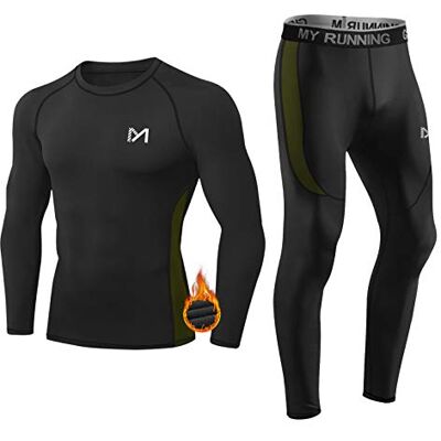 MEETYOO Ensemble de sous-Vêtements Thermiques Homme, Sport Base Layer Maillot Manches Longues + Pantalon Quick Dry Sou Vetement pour L'entraînement Ski Running Randonnée, Noir, S MEETYOO Ensemble de sous-Vêtements Thermiques Homme, Sport Base Layer Maillot Manches Longues + Pantalon Quick Dry Sou Vetement pour L'entraînement Ski Running Randonnée, Noir, S