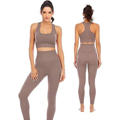 NOVA ACTIVE Workout Sets for Women 2 Piece High Waisted Seamless Leggings with Padded Stretchy Sports Bra Sets Yoga Outfit Jogging Gym Clothes (NA007S- Lotus root purple) NOVA ACTIVE Workout Sets for Women 2 Piece High Waisted Seamless Leggings with Padded Stretchy Sports Bra Sets Yoga Outfit Jogging Gym Clothes (NA007S- Lotus root purple)